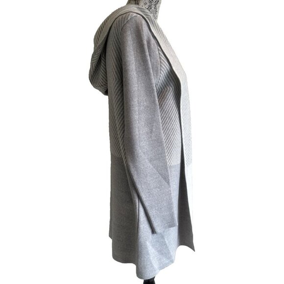 Lineamaglia 48 % Wool Blend Open Cardigan Hooded Size Small Gray Italy - Picture 5 of 13